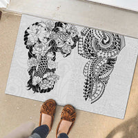 Japanese Irezumi and Hawaiian Polynesian Art Tattoo Rubber Doormat White Color LT03 - Polynesian Pride