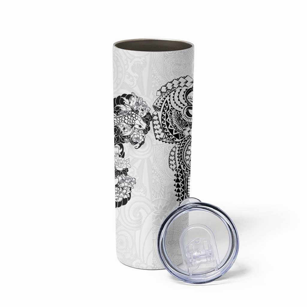Japanese Irezumi and Hawaiian Polynesian Art Tattoo Skinny Tumbler White Color LT03 - Polynesian Pride