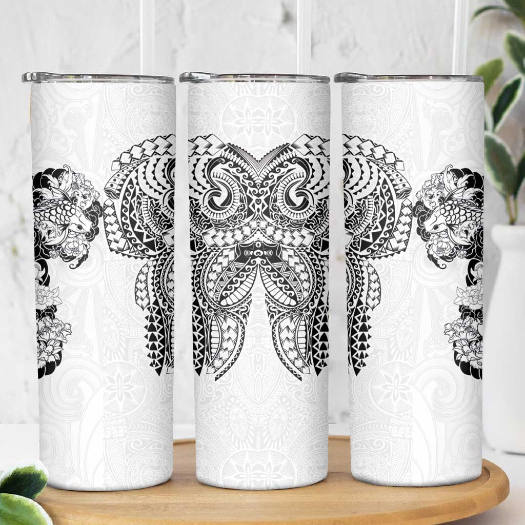 Japanese Irezumi and Hawaiian Polynesian Art Tattoo Skinny Tumbler White Color LT03 - Polynesian Pride
