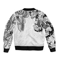 Japanese Irezumi and Hawaiian Polynesian Art Tattoo Sleeve Zip Bomber Jacket White Color LT03 - Polynesian Pride