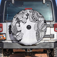 Japanese Irezumi and Hawaiian Polynesian Art Tattoo Spare Tire Cover White Color LT03 White - Polynesian Pride