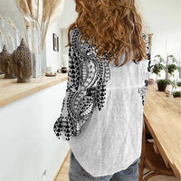 Japanese Irezumi and Hawaiian Polynesian Art Tattoo Women Casual Shirt White Color - Polynesian Pride