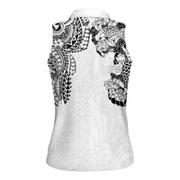Japanese Irezumi and Hawaiian Polynesian Art Tattoo Women Sleeveless Polo Shirt White Color LT03 - Polynesian Pride