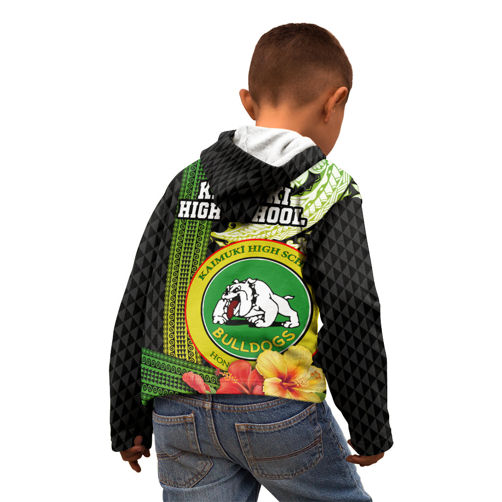 Hawaii Kaimuki High School Kid Hoodie Tribal Kakau Pattern Mix Hibiscus Flower LT03 - Polynesian Pride