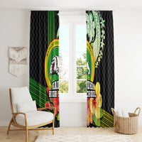 Hawaii Kaimuki High School Window Curtain Tribal Kakau Pattern Mix Hibiscus Flower LT03 - Polynesian Pride
