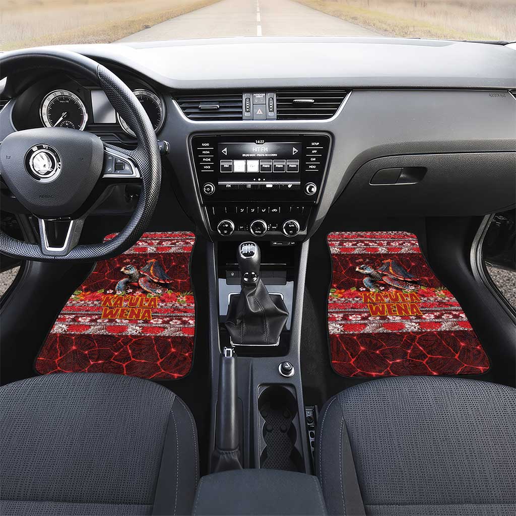 Hawaii KaʻUla Wena Volcano Turtle Car Mats Lava and Tropical Plants Tribal Pattern