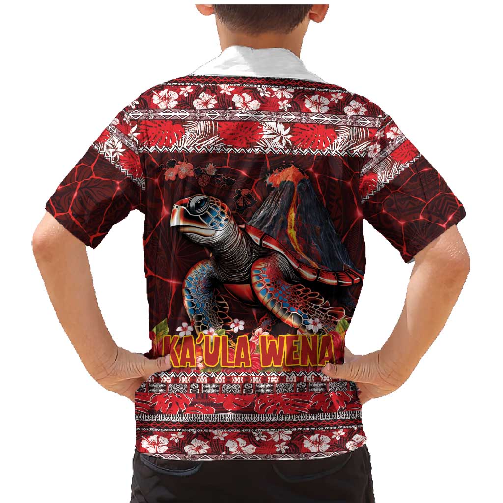 Hawaii KaUla Wena Volcano Turtle Family Matching Mermaid Dress and Hawaiian Shirt Lava and Tropical Plants Tribal Pattern LT03 - Polynesian Pride