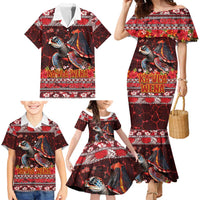 Hawaii KaUla Wena Volcano Turtle Family Matching Mermaid Dress and Hawaiian Shirt Lava and Tropical Plants Tribal Pattern LT03 - Polynesian Pride