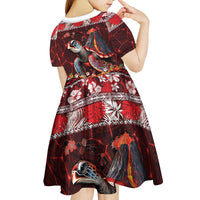 Hawaii KaUla Wena Volcano Turtle Kid Short Sleeve Dress Lava and Tropical Plants Tribal Pattern LT03 - Polynesian Pride
