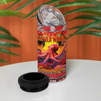 Hawaii KaUla Wena Octopus 4 in 1 Can Cooler Tumbler Oceanic Red with Corals and Tropical On Sunset Landscape LT03 - Polynesian Pride