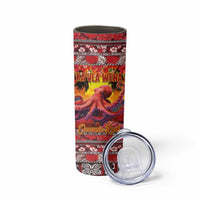 Hawaii KaUla Wena Octopus Skinny Tumbler Oceanic Red with Corals and Tropical On Sunset Landscape LT03 - Polynesian Pride