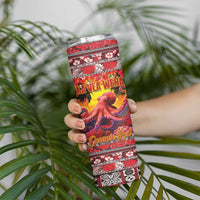 Hawaii KaUla Wena Octopus Skinny Tumbler Oceanic Red with Corals and Tropical On Sunset Landscape LT03 - Polynesian Pride