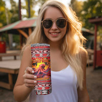Hawaii KaUla Wena Octopus Skinny Tumbler Oceanic Red with Corals and Tropical On Sunset Landscape LT03 - Polynesian Pride