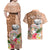Northern Mariana Islands Hafa Adai Latte Stone Couples Matching Off Shoulder Maxi Dress and Hawaiian Shirt Peach Fuzz Color LT03 - Polynesian Pride