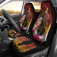 Papua New Guinea Bird-of-Paradise Car Seat Cover Hibiscus and Kundu Drum Tribal Pattern LT03 - Polynesian Pride