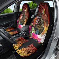 Papua New Guinea Bird-of-Paradise Car Seat Cover Hibiscus and Kundu Drum Tribal Pattern LT03 - Polynesian Pride