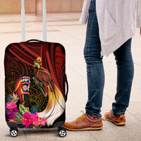 Papua New Guinea Bird-of-Paradise Luggage Cover Hibiscus and Kundu Drum Tribal Pattern LT03 Yellow - Polynesian Pride