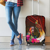 Papua New Guinea Bird-of-Paradise Luggage Cover Hibiscus and Kundu Drum Tribal Pattern LT03 - Polynesian Pride