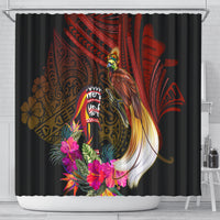 Papua New Guinea Bird-of-Paradise Shower Curtain Hibiscus and Kundu Drum Tribal Pattern LT03 - Polynesian Pride
