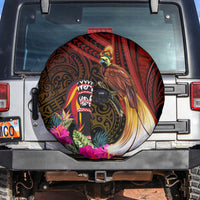 Papua New Guinea Bird-of-Paradise Spare Tire Cover Hibiscus and Kundu Drum Tribal Pattern LT03 Yellow - Polynesian Pride