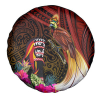 Papua New Guinea Bird-of-Paradise Spare Tire Cover Hibiscus and Kundu Drum Tribal Pattern LT03 - Polynesian Pride