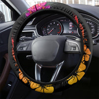 Papua New Guinea Bird-of-Paradise Steering Wheel Cover Hibiscus and Kundu Drum Tribal Pattern LT03 - Polynesian Pride