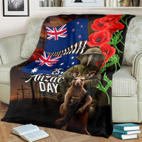 New Zealand and Australia ANZAC Day Blanket National Flag mix Kiwi Bird and Kangaroo Soldier Style LT03 - Polynesian Pride