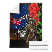 New Zealand and Australia ANZAC Day Blanket National Flag mix Kiwi Bird and Kangaroo Soldier Style LT03 - Polynesian Pride