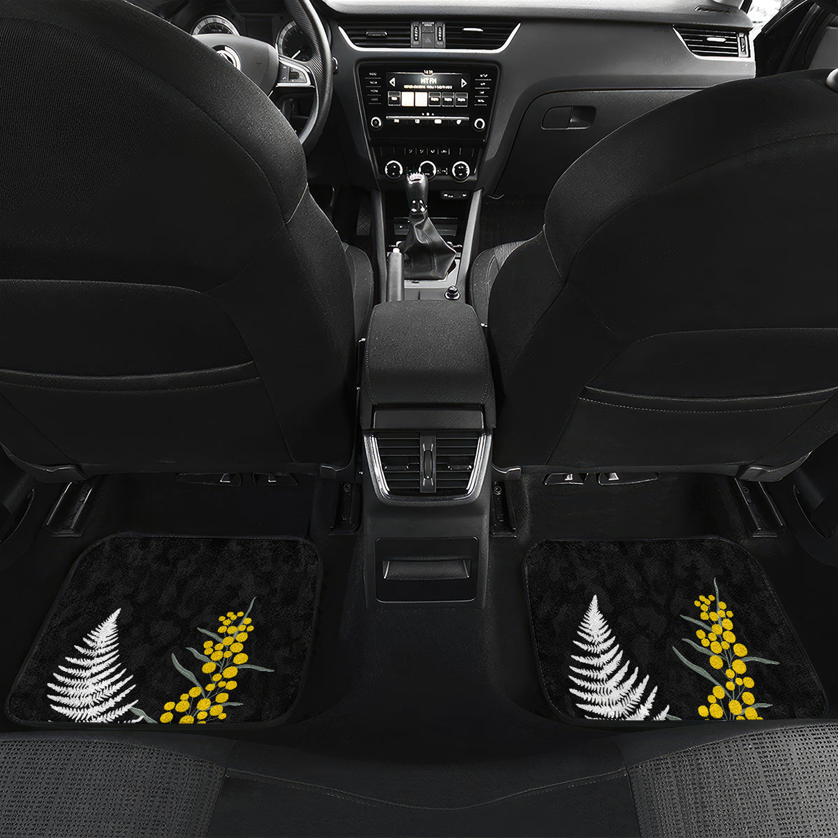 New Zealand and Australia ANZAC Day Car Mats National Flag mix Kiwi Bird and Kangaroo Soldier Style LT03 Set 2pcs - Back Black - Polynesian Pride