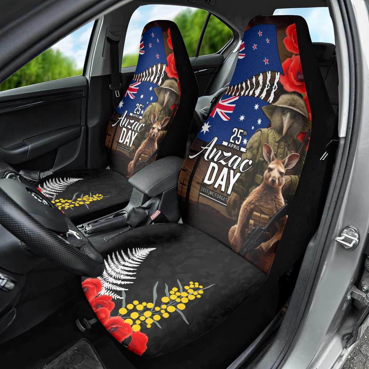 New Zealand and Australia ANZAC Day Car Seat Cover National Flag mix Kiwi Bird and Kangaroo Soldier Style LT03 - Polynesian Pride