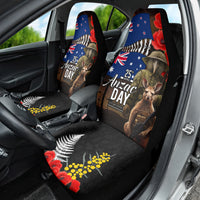 New Zealand and Australia ANZAC Day Car Seat Cover National Flag mix Kiwi Bird and Kangaroo Soldier Style LT03 - Polynesian Pride