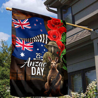 New Zealand and Australia ANZAC Day Garden Flag National Flag mix Kiwi Bird and Kangaroo Soldier Style LT03 - Polynesian Pride