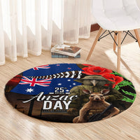 New Zealand and Australia ANZAC Day Round Carpet National Flag mix Kiwi Bird and Kangaroo Soldier Style LT03 - Polynesian Pride