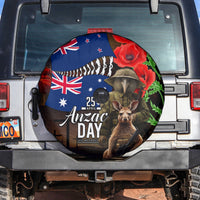 New Zealand and Australia ANZAC Day Spare Tire Cover National Flag mix Kiwi Bird and Kangaroo Soldier Style LT03 Black - Polynesian Pride