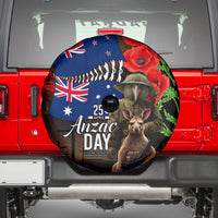 New Zealand and Australia ANZAC Day Spare Tire Cover National Flag mix Kiwi Bird and Kangaroo Soldier Style LT03 - Polynesian Pride