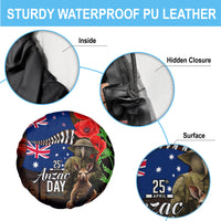 New Zealand and Australia ANZAC Day Spare Tire Cover National Flag mix Kiwi Bird and Kangaroo Soldier Style LT03 - Polynesian Pride