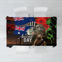 New Zealand and Australia ANZAC Day Tablecloth National Flag mix Kiwi Bird and Kangaroo Soldier Style LT03 Black - Polynesian Pride