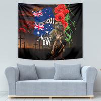 New Zealand and Australia ANZAC Day Tapestry National Flag mix Kiwi Bird and Kangaroo Soldier Style LT03 - Polynesian Pride