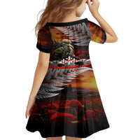 New Zealand ANZAC Day Family Matching Off Shoulder Maxi Dress and Hawaiian Shirt The Ode of Remembrance and Silver Fern LT03 - Polynesian Pride