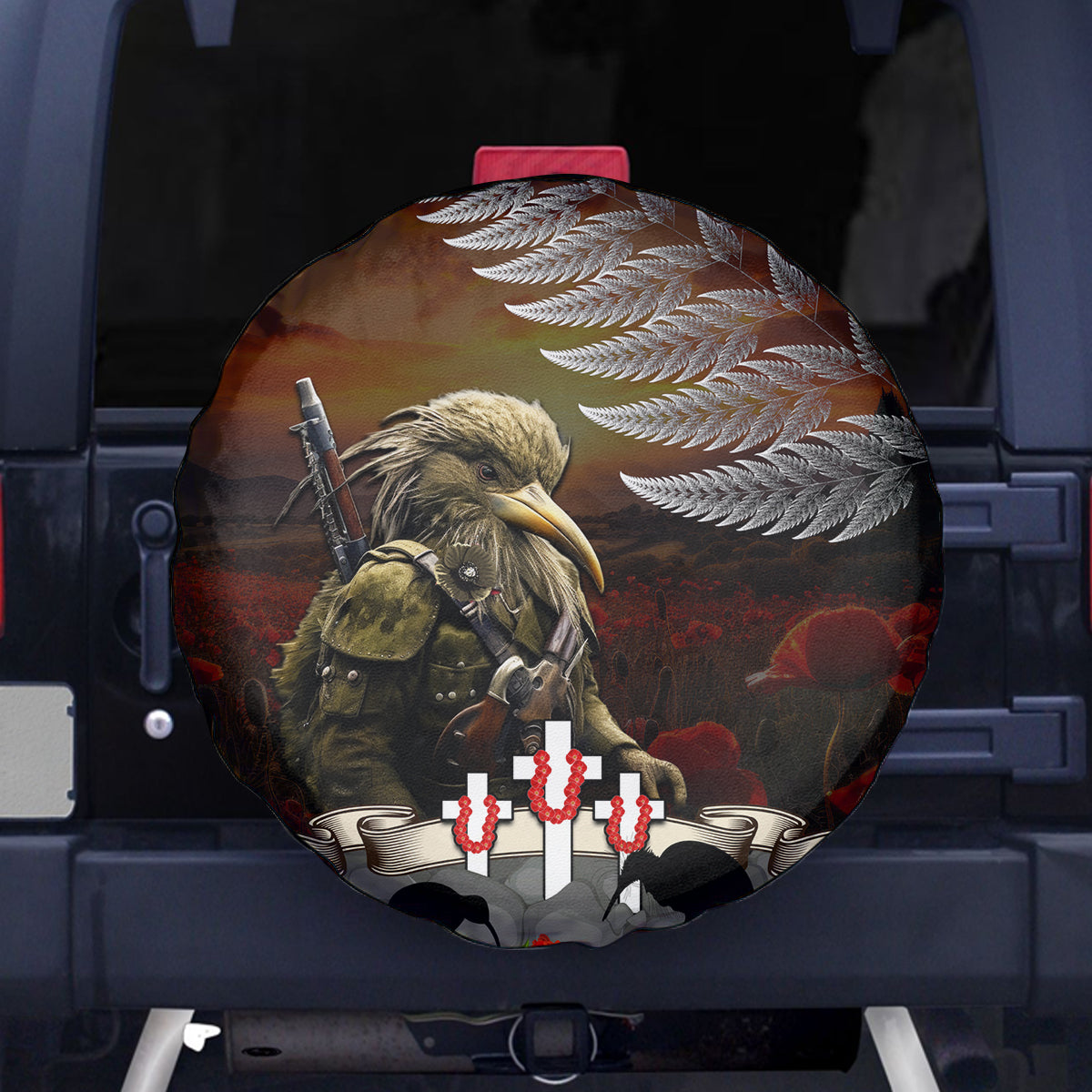 New Zealand ANZAC Day Spare Tire Cover The Ode of Remembrance and Silver Fern LT03 - Polynesian Pride
