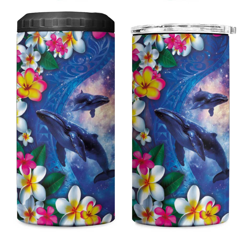 Hawaiian Lei Day Plumeria Humpback Whales 4 in 1 Can Cooler Tumbler Polynesian Art Vibrant Starry Nebula Style LT03 One Size: 16 oz Art - Polynesian Pride