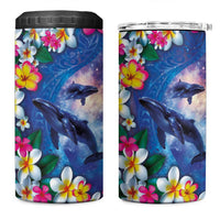 Hawaiian Lei Day Plumeria Humpback Whales 4 in 1 Can Cooler Tumbler Polynesian Art Vibrant Starry Nebula Style LT03 One Size: 16 oz Art - Polynesian Pride