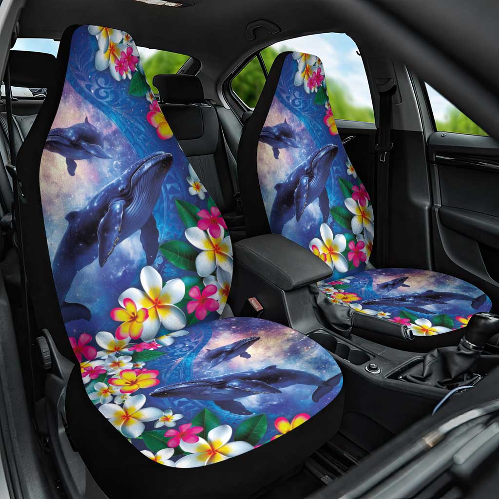 Hawaiian Lei Day Plumeria Humpback Whales Car Seat Cover Polynesian Art Vibrant Starry Nebula Style LT03 One Size Art - Polynesian Pride