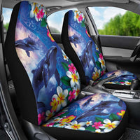 Hawaiian Lei Day Plumeria Humpback Whales Car Seat Cover Polynesian Art Vibrant Starry Nebula Style LT03 - Polynesian Pride