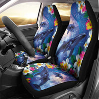 Hawaiian Lei Day Plumeria Humpback Whales Car Seat Cover Polynesian Art Vibrant Starry Nebula Style LT03 - Polynesian Pride