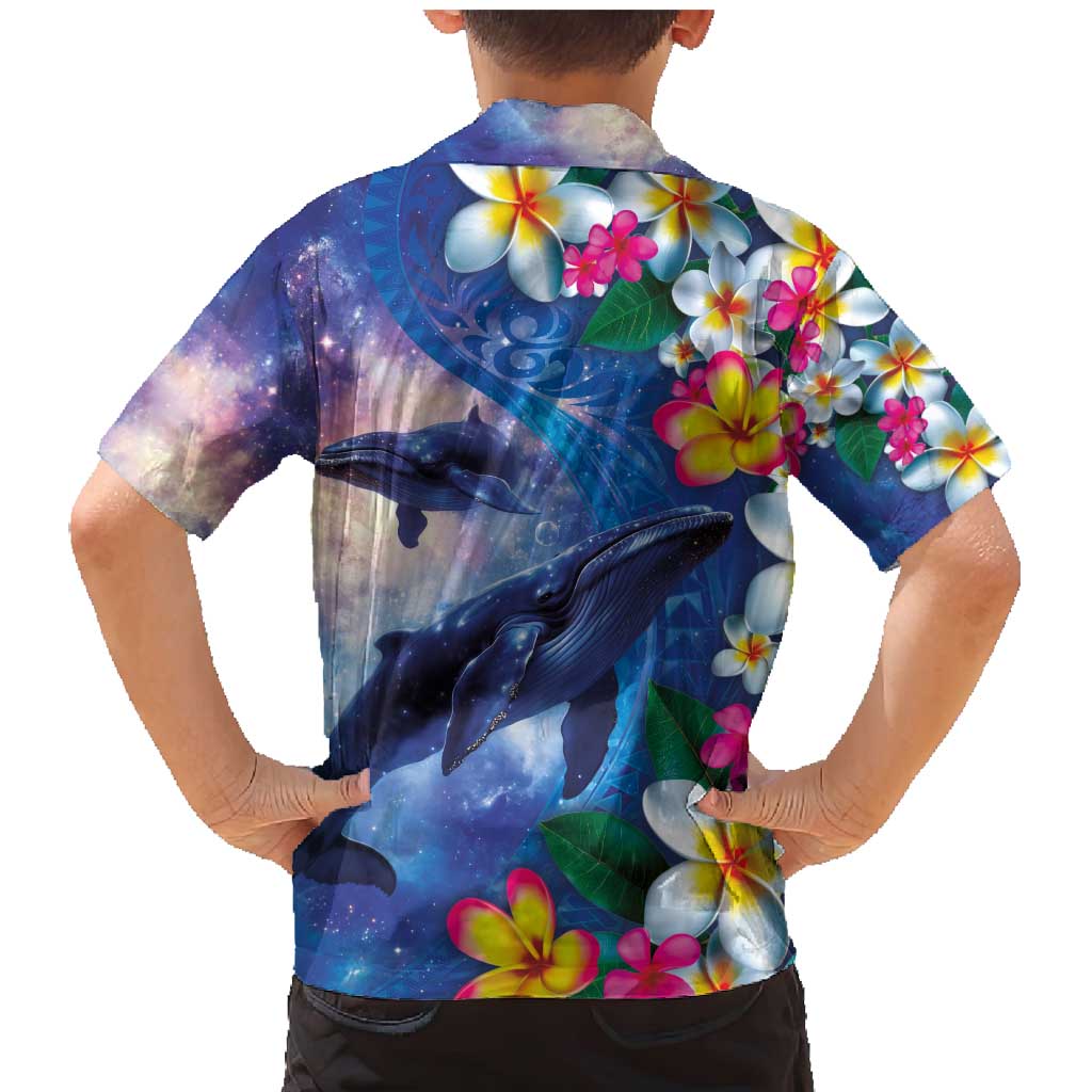 Hawaiian Lei Day Plumeria Humpback Whales Family Matching Mermaid Dress and Hawaiian Shirt Polynesian Art Vibrant Starry Nebula Style LT03 - Polynesian Pride