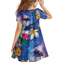 Hawaiian Lei Day Plumeria Humpback Whales Family Matching Off Shoulder Maxi Dress and Hawaiian Shirt Polynesian Art Vibrant Starry Nebula Style LT03 - Polynesian Pride