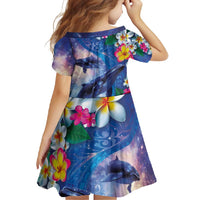 Hawaiian Lei Day Plumeria Humpback Whales Family Matching Summer Maxi Dress and Hawaiian Shirt Polynesian Art Vibrant Starry Nebula Style LT03 - Polynesian Pride