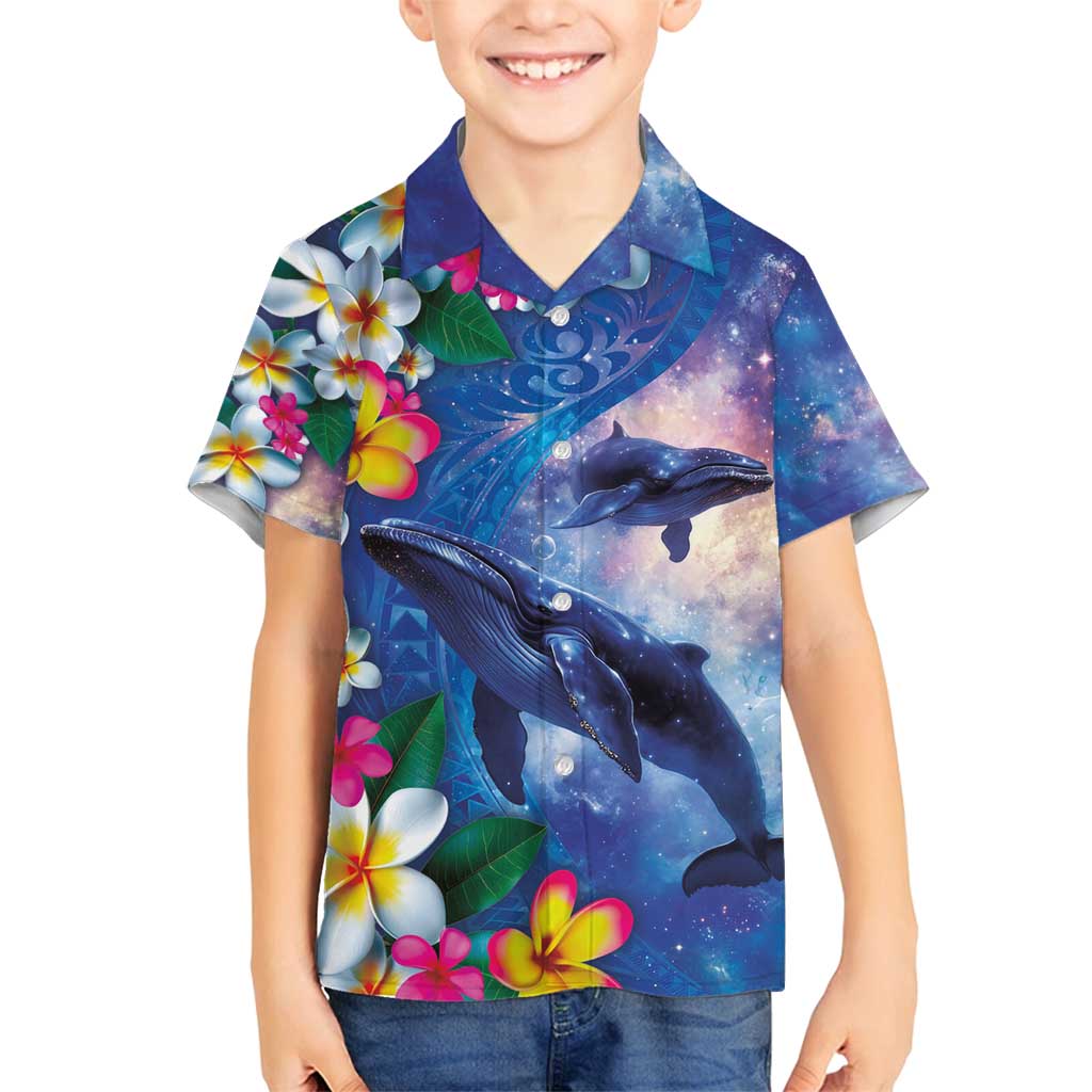 Hawaiian Lei Day Plumeria Humpback Whales Family Matching Tank Maxi Dress and Hawaiian Shirt Polynesian Art Vibrant Starry Nebula Style LT03 Son's Shirt Art - Polynesian Pride