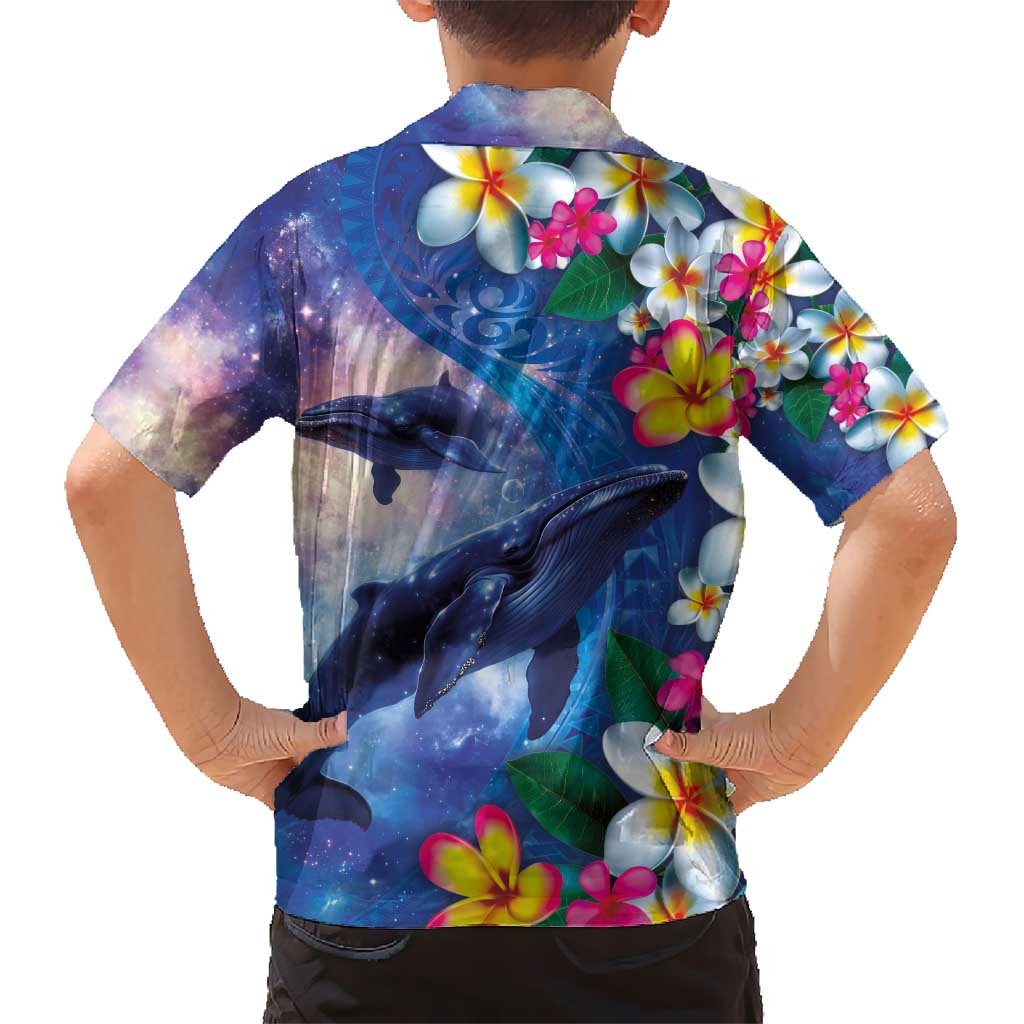 Hawaiian Lei Day Plumeria Humpback Whales Hawaiian Shirt Polynesian Art Vibrant Starry Nebula Style LT03 - Polynesian Pride